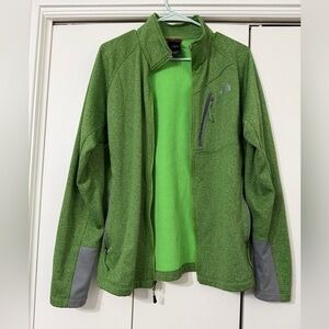 The North Face Men's Bright Green Heather Full Zip Fleece Performance Jacket